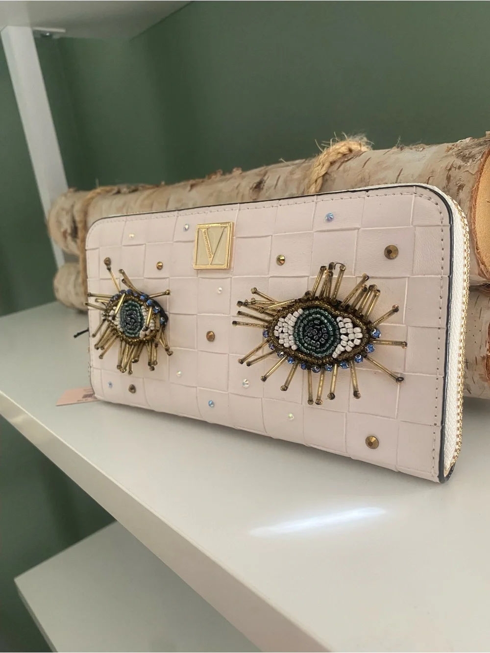 Blush Eye Embellished Wallet Clutch - Picture 2 of 2
